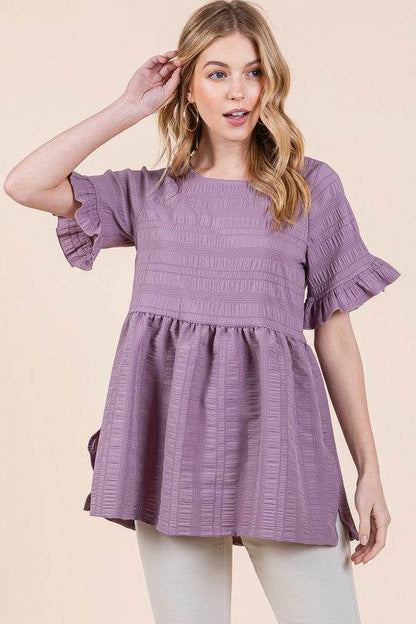 Textured Ruffle Sleeve Tunic - Shop Style & More | Fresh Looks, Everyday Deals & Free Shipping