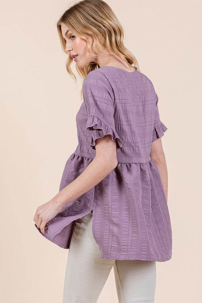 Textured Ruffle Sleeve Tunic - Shop Style & More | Fresh Looks, Everyday Deals & Free Shipping