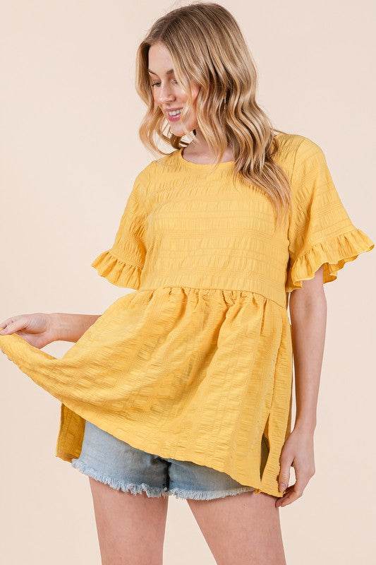 Textured Ruffle Sleeve Tunic - Shop Style & More | Fresh Looks, Everyday Deals & Free Shipping