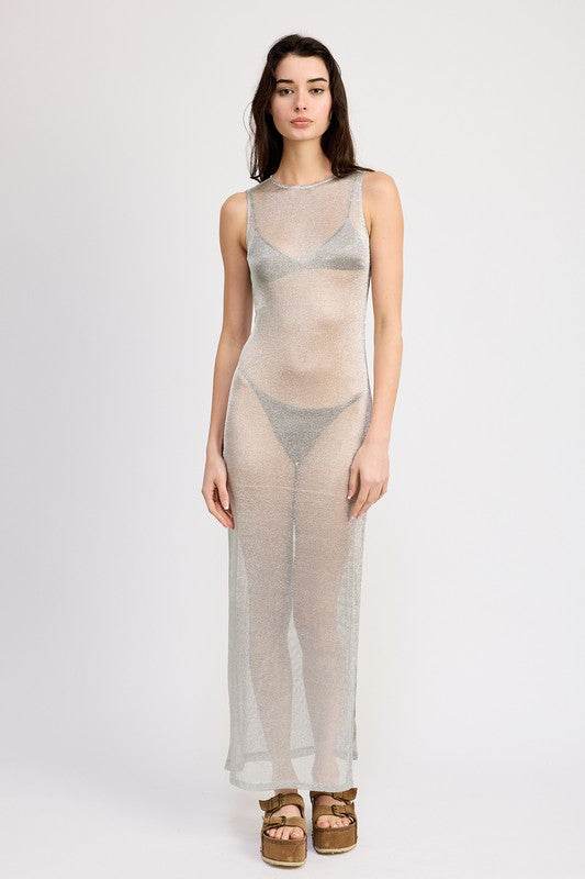 SHEER MAXI DRESS WITH SIDE SLIT - Shop Style & More | Fresh Looks, Everyday Deals & Free Shipping