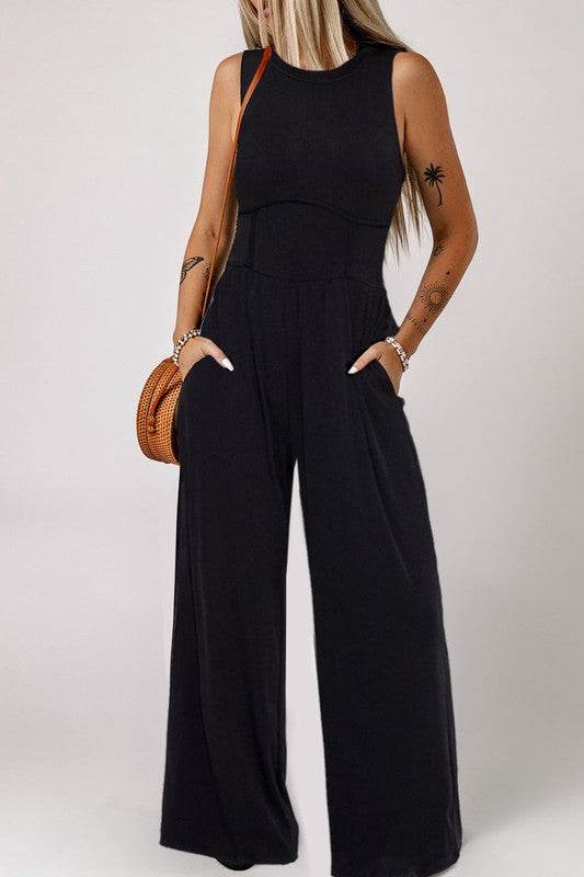Cinched Waist Sleeveless Wide Leg Jumpsuit - Shop Style & More | Fresh Looks, Everyday Deals & Free Shipping