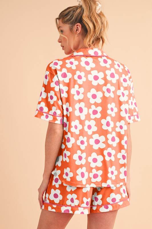 Flower Short Sleeve Shirt Pajamas Set - Shop Style & More | Fresh Looks, Everyday Deals & Free Shipping