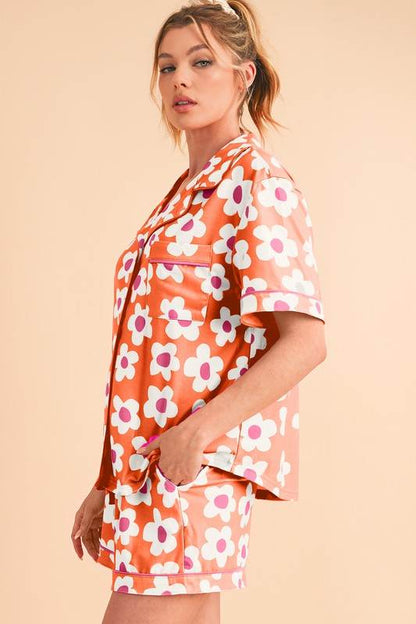 Flower Short Sleeve Shirt Pajamas Set - Shop Style & More | Fresh Looks, Everyday Deals & Free Shipping
