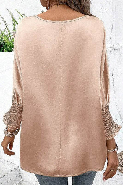 Shirred Dolman Sleeve Satin Blouse - Shop Style & More | Fresh Looks, Everyday Deals & Free Shipping