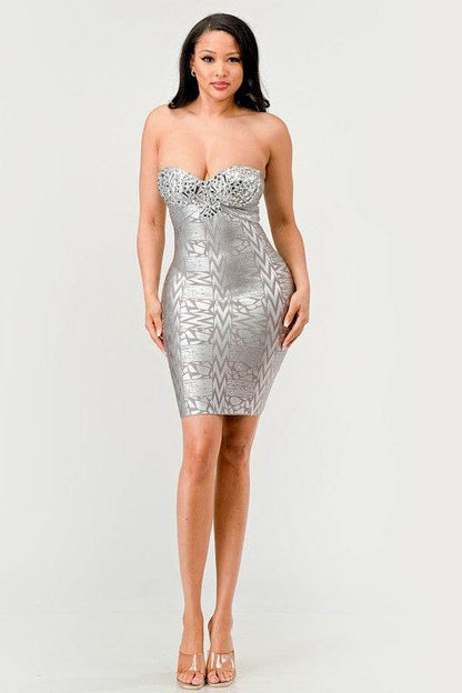 Gilded Glamour Strapless Dress - Shop Style & More | Fresh Looks, Everyday Deals & Free Shipping