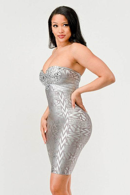 Gilded Glamour Strapless Dress - Shop Style & More | Fresh Looks, Everyday Deals & Free Shipping