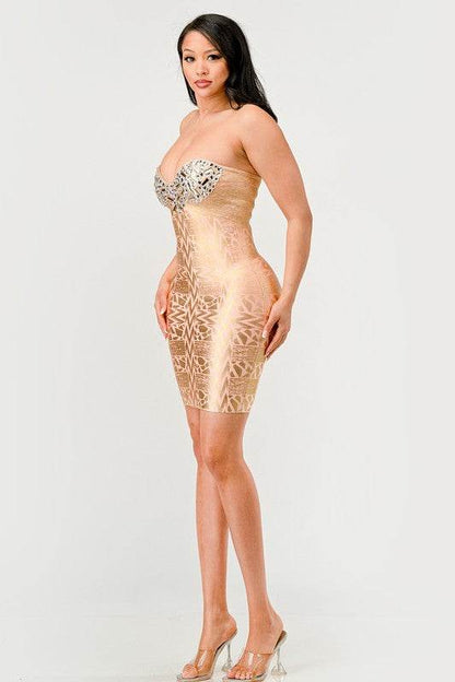 Gilded Glamour Strapless Dress - Shop Style & More | Fresh Looks, Everyday Deals & Free Shipping