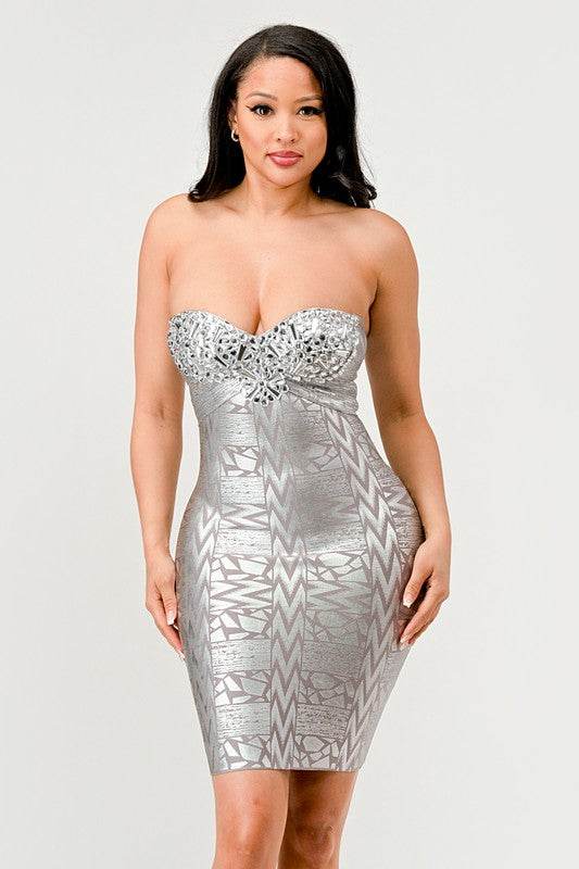 Gilded Glamour Strapless Dress - Shop Style & More | Fresh Looks, Everyday Deals & Free Shipping