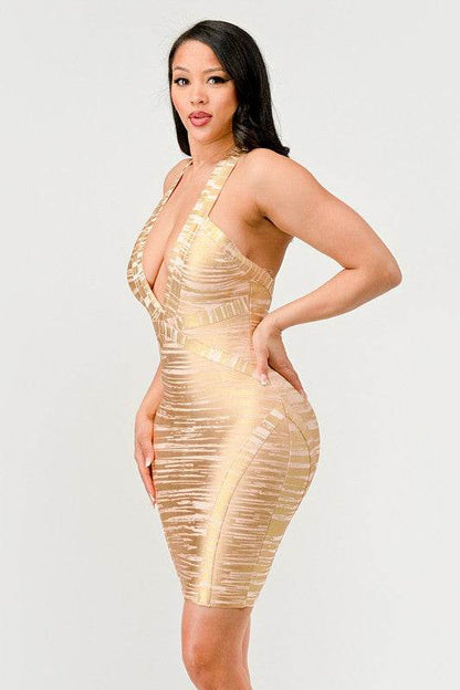 Gold Glamour Bandage Dress - Shop Style & More | Fresh Looks, Everyday Deals & Free Shipping