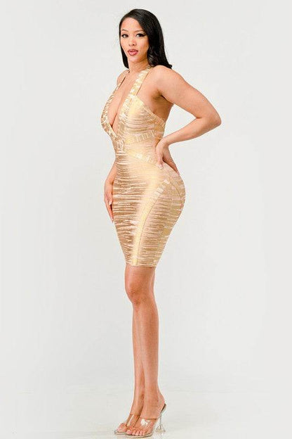 Gold Glamour Bandage Dress - Shop Style & More | Fresh Looks, Everyday Deals & Free Shipping