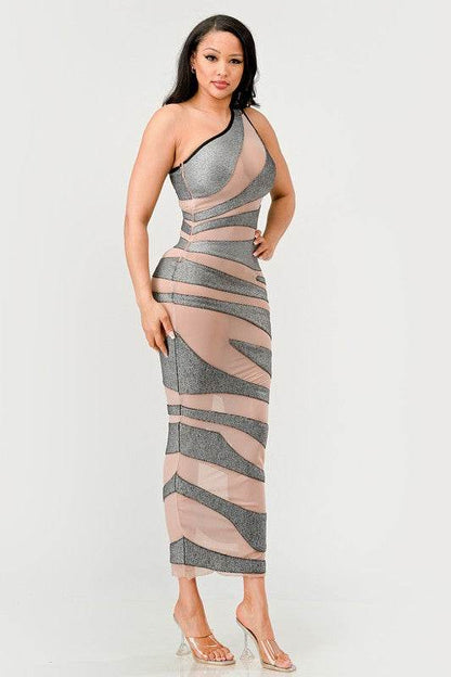 Metallic Bandage Mesh Insert Dress - Shop Style & More | Fresh Looks, Everyday Deals & Free Shipping
