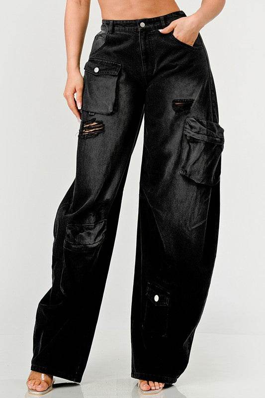 Athina Black washed out cargo pants - Shop Style & More | Fresh Looks, Everyday Deals & Free Shipping