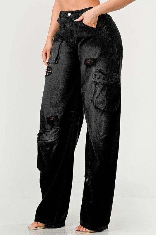 Athina Black washed out cargo pants - Shop Style & More | Fresh Looks, Everyday Deals & Free Shipping