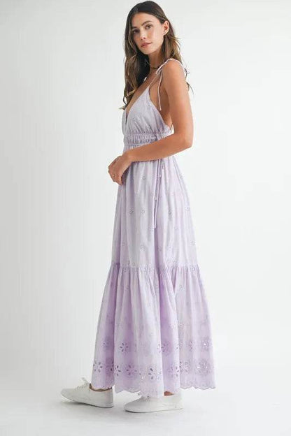 MABLE Eyelet Lace Maxi Dress With Side Strap Details - Shop Style & More | Fresh Looks, Everyday Deals & Free Shipping