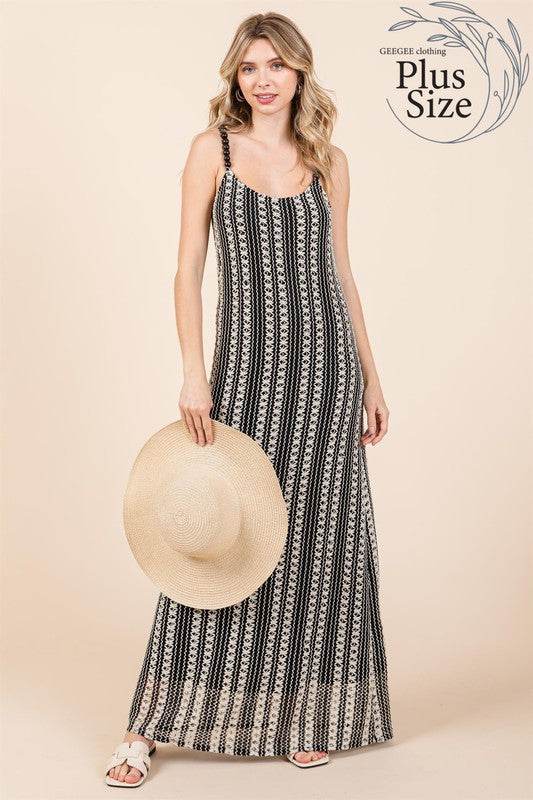Plus Stripe See-Through Maxi Dress - Shop Style & More | Fresh Looks, Everyday Deals & Free Shipping