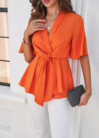 Tie front v-neck blouse - Shop Style & More | Fresh Looks, Everyday Deals & Free Shipping