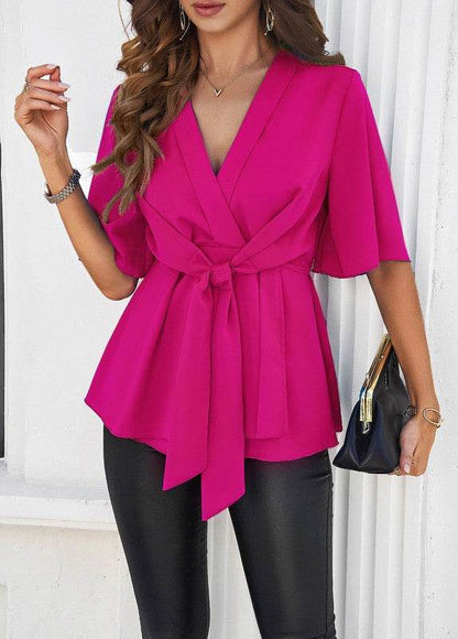 Tie front v-neck blouse - Shop Style & More | Fresh Looks, Everyday Deals & Free Shipping