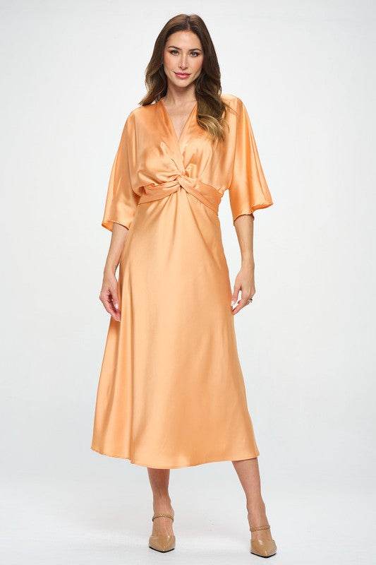 Made in USA Satin Stretch Solid Dress w Twist - Shop Style & More | Fresh Looks, Everyday Deals & Free Shipping