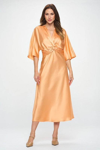 Made in USA Satin Stretch Solid Dress w Twist - Shop Style & More | Fresh Looks, Everyday Deals & Free Shipping