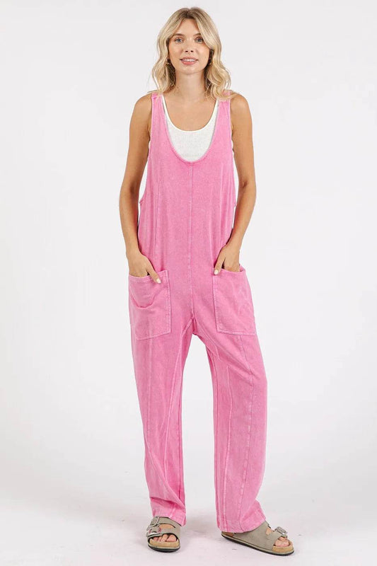 Mittoshop Mineral Wash Relaxed Fit Sleeveless Harem Jumpsuit - Shop Style & More | Fresh Looks, Everyday Deals & Free Shipping
