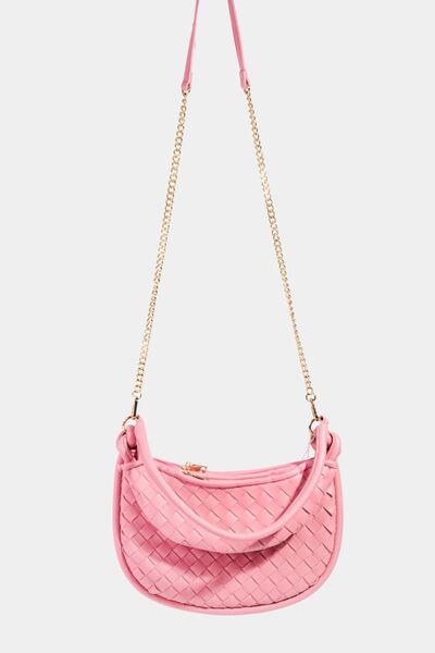 Fame PU Leather Basket Weave Half Moon Bag Bags