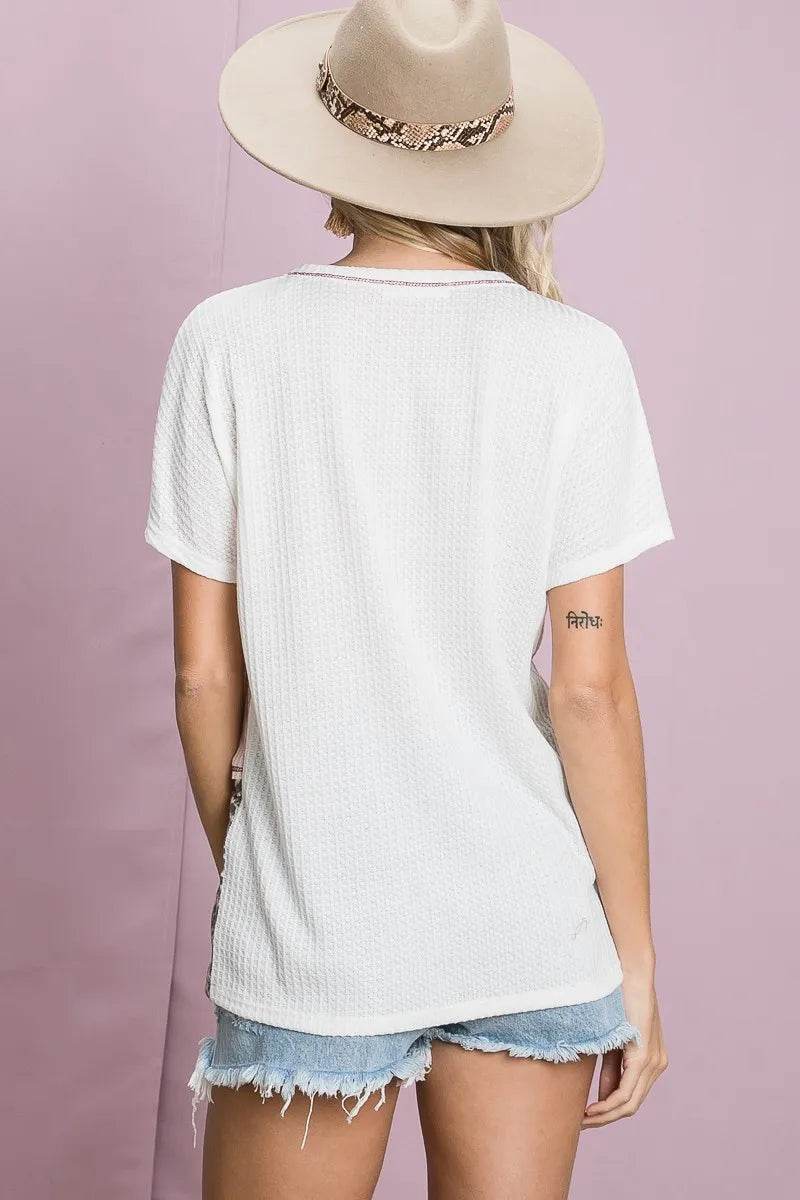 BiBi Colr Block Waffle Knit Top - Shop Style & More | Fresh Looks, Everyday Deals & Free Shipping