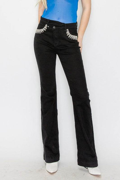 FESTIVAL HIGH RISE CROSS OVER FLARE JEANS - Shop Style & More | Fresh Looks, Everyday Deals & Free Shipping
