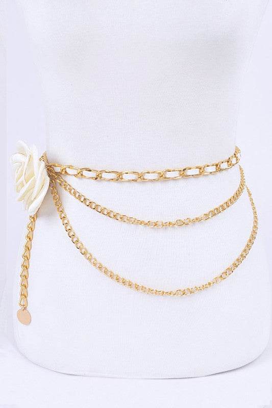 Satin Flower Iconic Layered Chain Belt - Shop Style & More | Fresh Looks, Everyday Deals & Free Shipping