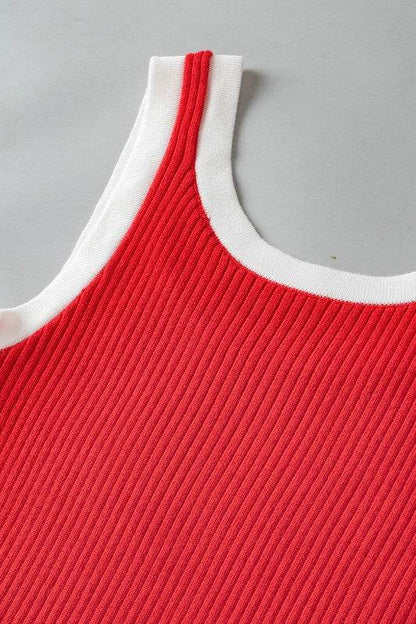 Colorblock Edge Ribbed Knit U Neck Tank Top - Shop Style & More | Fresh Looks, Everyday Deals & Free Shipping
