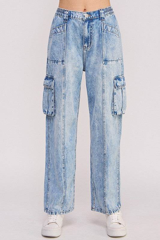 HIGH WAIST BAGGY DENIM CARGO ANKLE LENGTH TROUSERS - Shop Style & More | Fresh Looks, Everyday Deals & Free Shipping