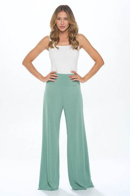 Made in USA Solid Wide Leg Pants w Thick Waistband - Shop Style & More | Fresh Looks, Everyday Deals & Free Shipping