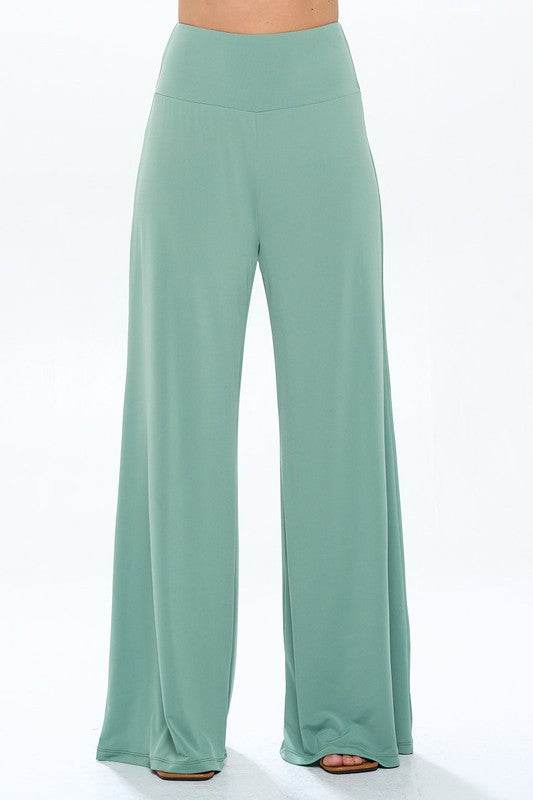 Made in USA Solid Wide Leg Pants w Thick Waistband - Shop Style & More | Fresh Looks, Everyday Deals & Free Shipping