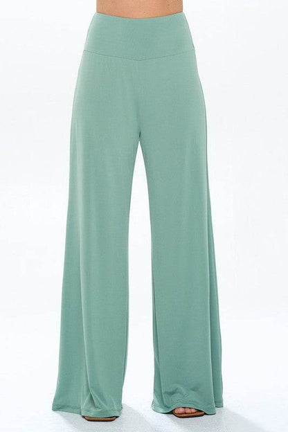 Made in USA Solid Wide Leg Pants w Thick Waistband - Shop Style & More | Fresh Looks, Everyday Deals & Free Shipping