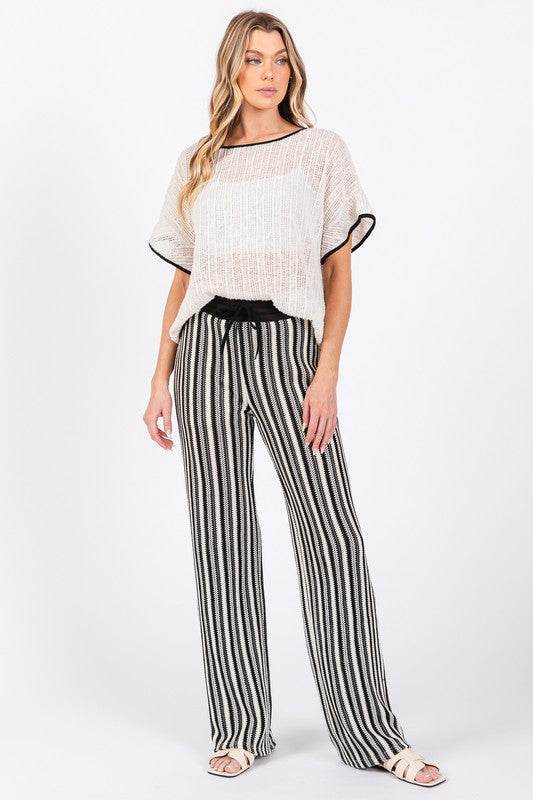 See-Through Stripe Knit Pants - Shop Style & More | Fresh Looks, Everyday Deals & Free Shipping