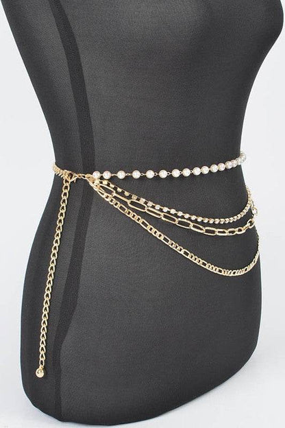 Plus Size Rhinestone Pearl Layered Chain Belt - Shop Style & More | Fresh Looks, Everyday Deals & Free Shipping