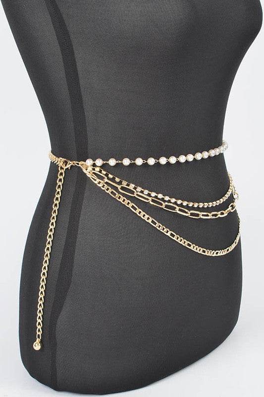 Plus Size Rhinestone Pearl Layered Chain Belt - Shop Style & More | Fresh Looks, Everyday Deals & Free Shipping