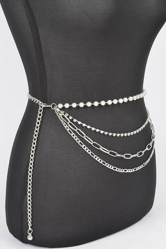 Plus Size Rhinestone Pearl Layered Chain Belt - Shop Style & More | Fresh Looks, Everyday Deals & Free Shipping