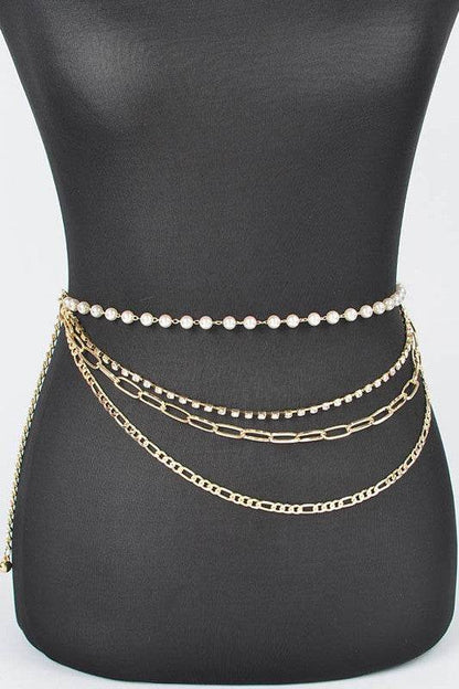 Plus Size Rhinestone Pearl Layered Chain Belt - Shop Style & More | Fresh Looks, Everyday Deals & Free Shipping
