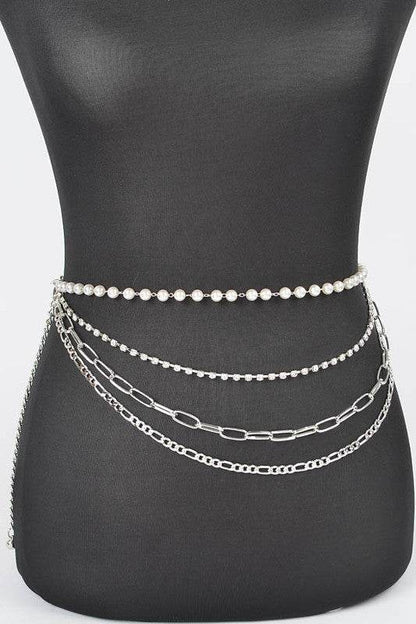 Plus Size Rhinestone Pearl Layered Chain Belt - Shop Style & More | Fresh Looks, Everyday Deals & Free Shipping