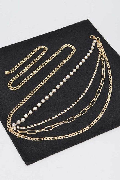 Plus Size Rhinestone Pearl Layered Chain Belt - Shop Style & More | Fresh Looks, Everyday Deals & Free Shipping