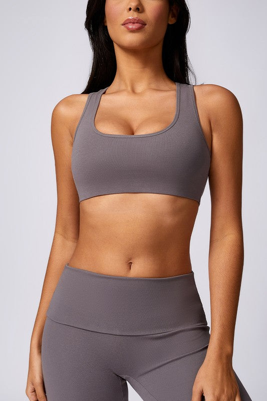 Beautiful back running tight yoga sport bras Grey Sports Bras