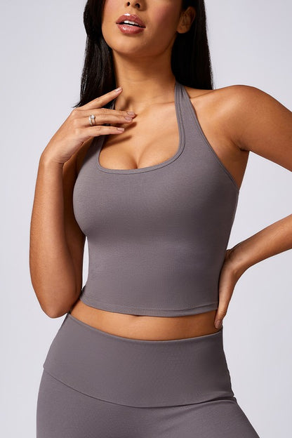 Halterneck running fitness yoga sports bras Grey Sports Bras