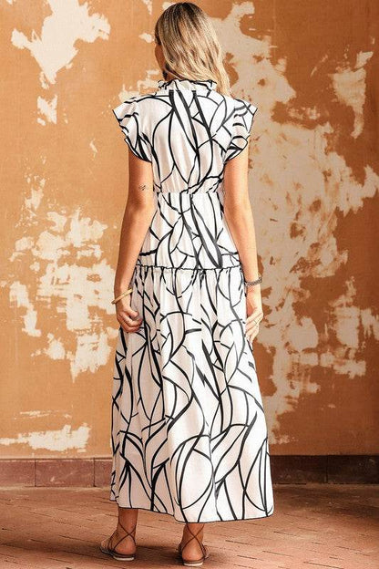 Ruffle Hem Loose Neck Elegant Ruffle Sleeve Dress - Shop Style & More | Fresh Looks, Everyday Deals & Free Shipping