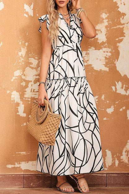 Ruffle Hem Loose Neck Elegant Ruffle Sleeve Dress - Shop Style & More | Fresh Looks, Everyday Deals & Free Shipping