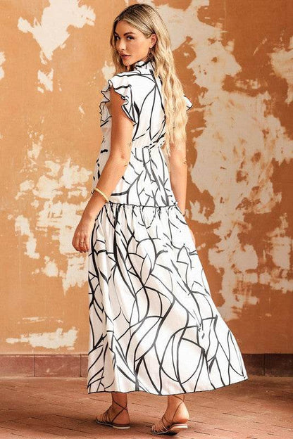Ruffle Hem Loose Neck Elegant Ruffle Sleeve Dress - Shop Style & More | Fresh Looks, Everyday Deals & Free Shipping