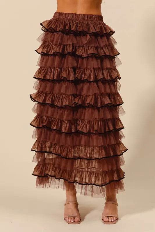 SO ME Layered Ruffled Tulle Maxi Skirt - Shop Style & More | Fresh Looks, Everyday Deals & Free Shipping