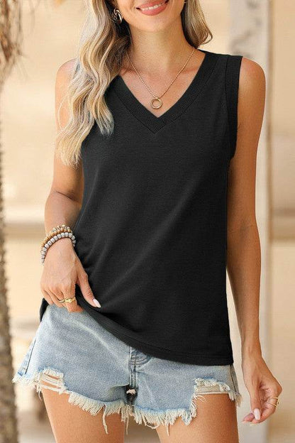 Contrast Trim V-Neck Loose Fit Tank Top - Shop Style & More | Fresh Looks, Everyday Deals & Free Shipping