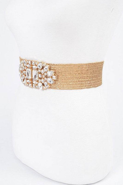 Plus Size Crystal Metallic Straw Elastic Belt - Shop Style & More | Fresh Looks, Everyday Deals & Free Shipping