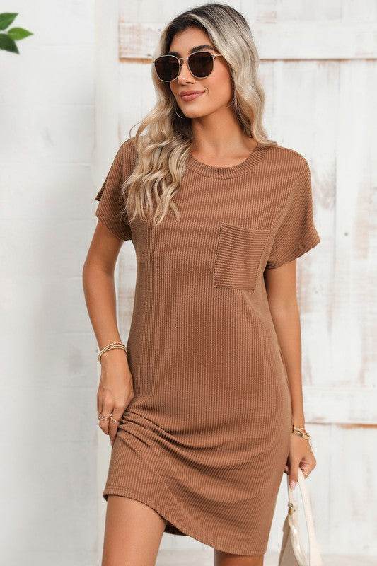 Striped Ribbed Knit T-shirt Shift Dress - Shop Style & More | Fresh Looks, Everyday Deals & Free Shipping