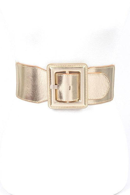 Metallic Faux Leather Elastic Fashion Wide Belt - Shop Style & More | Fresh Looks, Everyday Deals & Free Shipping